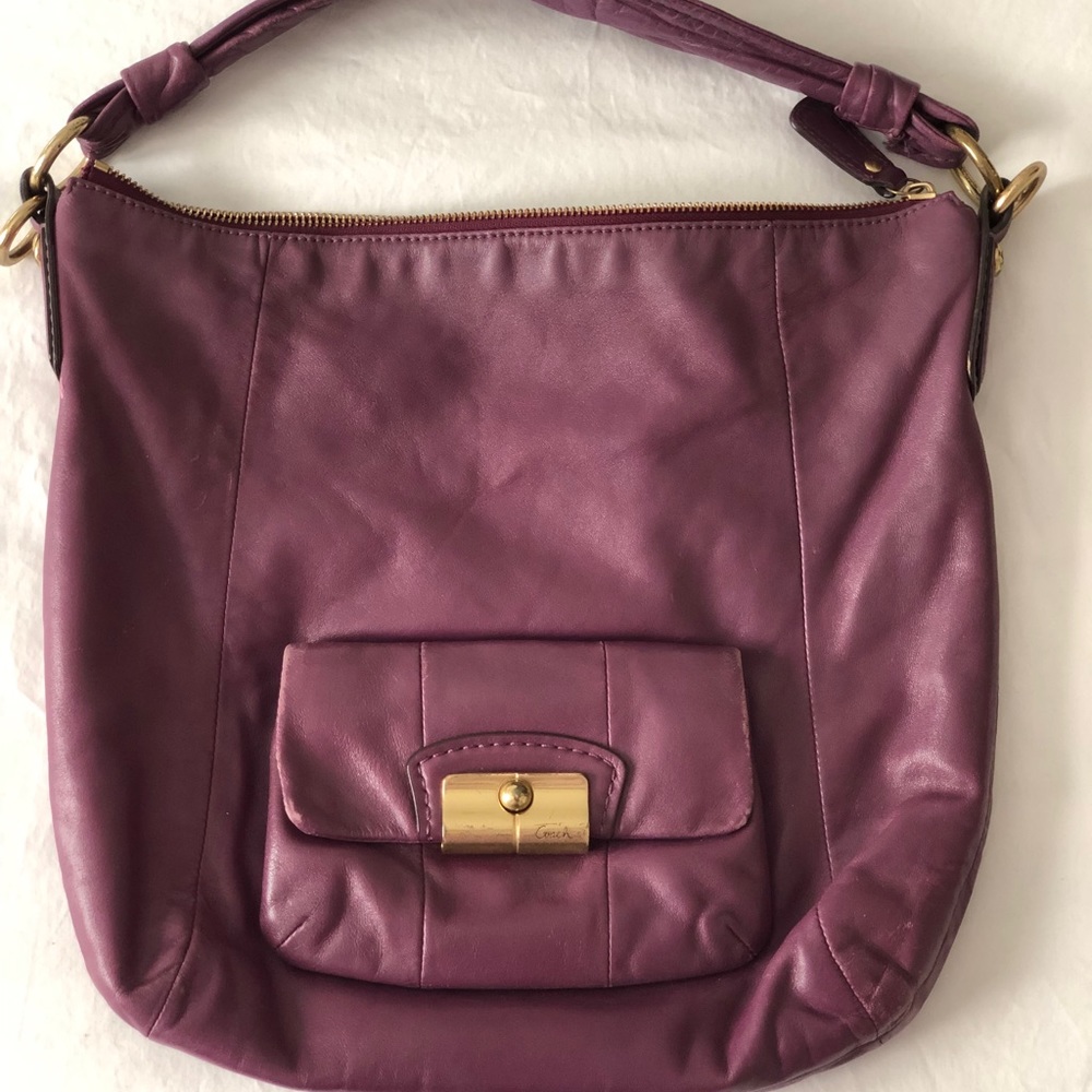Coach Purple Leather Kristin Hobo Shoulder Crossbody Bag